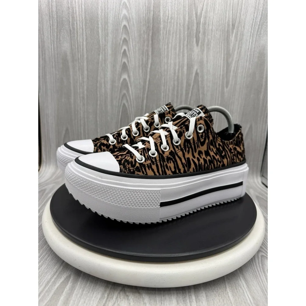 Converse Double Stack Womens 9 Platform Leopard Print Chuck Taylor All Star Lift